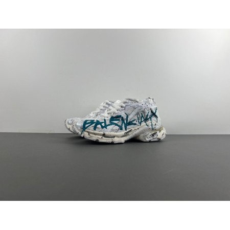 Balenciag* Runner Sneaker 'Graffiti - White Blue' Balenciag* Runner Sneaker 'Graffiti - White Blue'