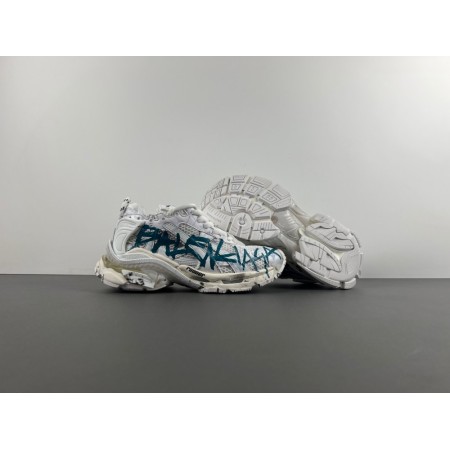 Balenciag* Runner Sneaker 'Graffiti - White Blue' Balenciag* Runner Sneaker 'Graffiti - White Blue'
