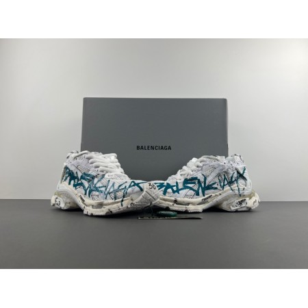 Balenciag* Runner Sneaker 'Graffiti - White Blue' Balenciag* Runner Sneaker 'Graffiti - White Blue'