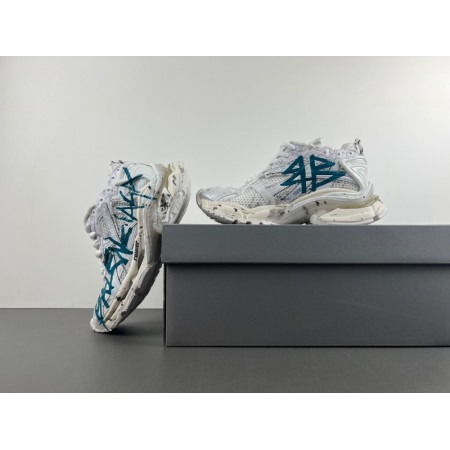 Balenciag* Runner Sneaker 'Graffiti - White Blue' Balenciag* Runner Sneaker 'Graffiti - White Blue'