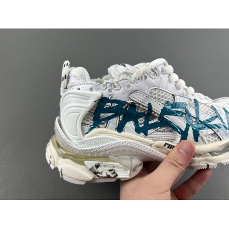 Balenciag* Runner Sneaker 'Graffiti - White Blue' Balenciag* Runner Sneaker 'Graffiti - White Blue'