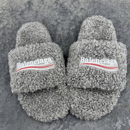 Balenciag* Furry Slides 'Grey' Balenciag* Furry Slides 'Grey'