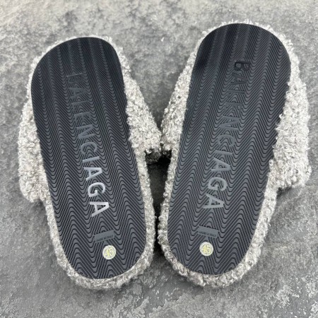 Balenciag* Furry Slides 'Grey' Balenciag* Furry Slides 'Grey'